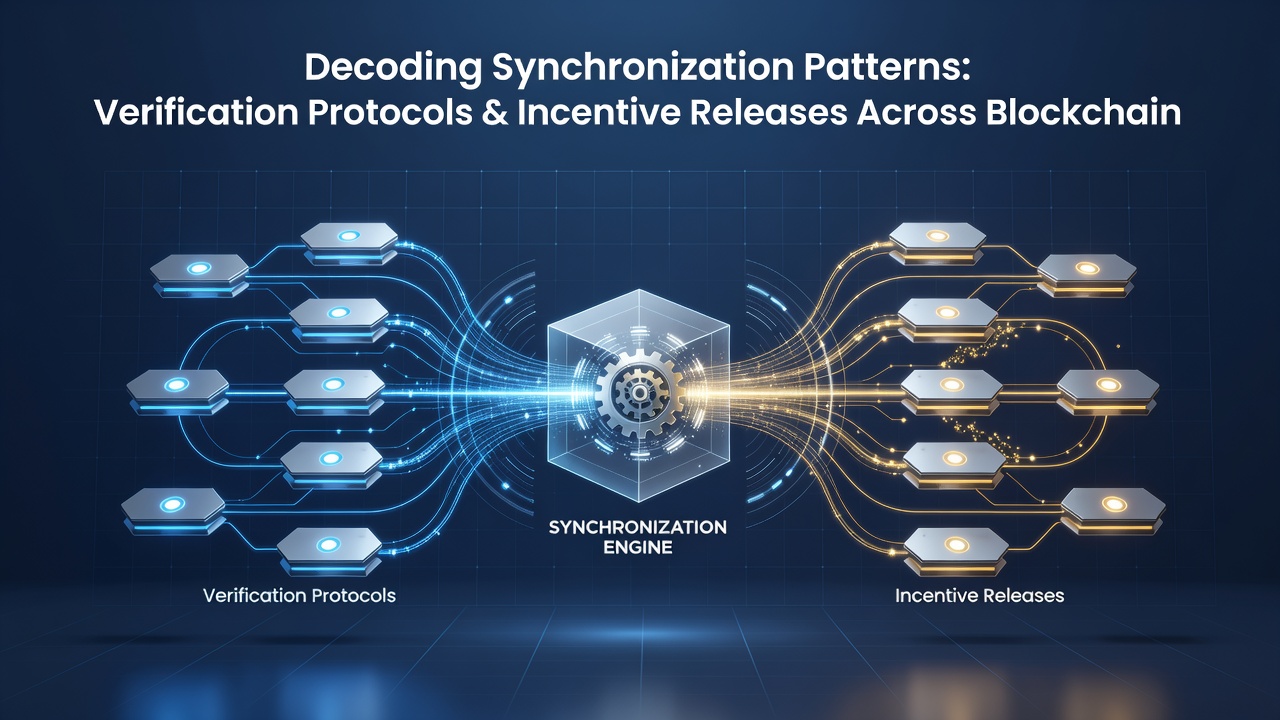 Data visualization of synchronization patterns linking verification and incentives in blockchain entertainment systems