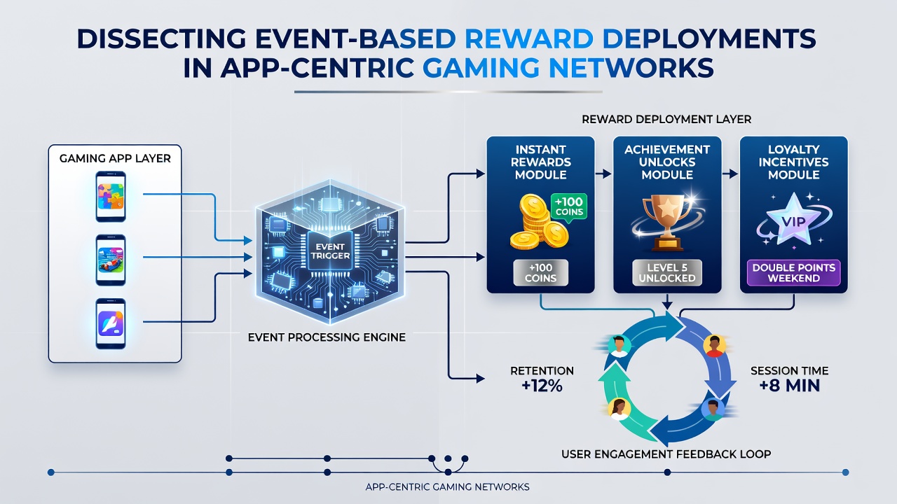Flowchart of data aggregation across app-centric gaming networks with event-based triggers
