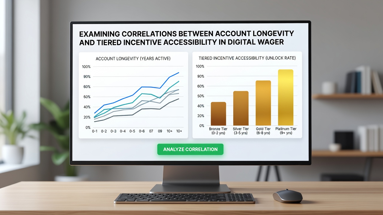 Analytics chart displaying correlation curves between account duration and tiered reward unlock rates