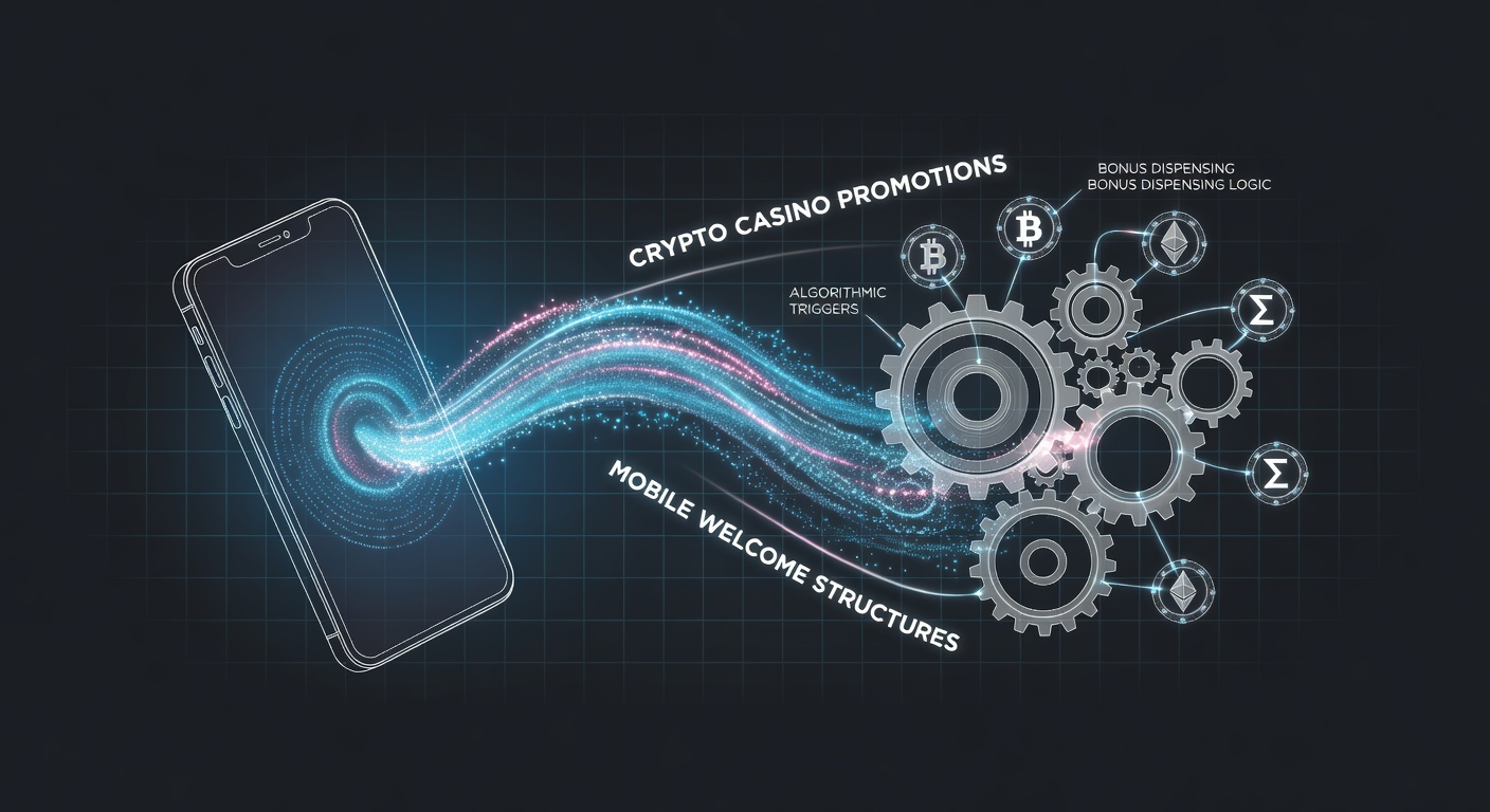 Crypto casino interface showing mobile welcome bonus elements and promotional mechanics on a smartphone screen