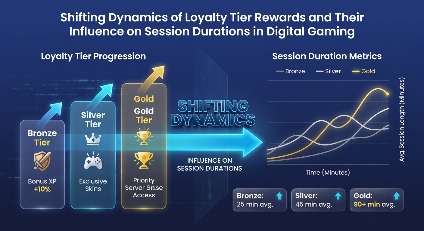 Data visualization of session duration increases correlated with loyalty tier advancements in online gaming environments