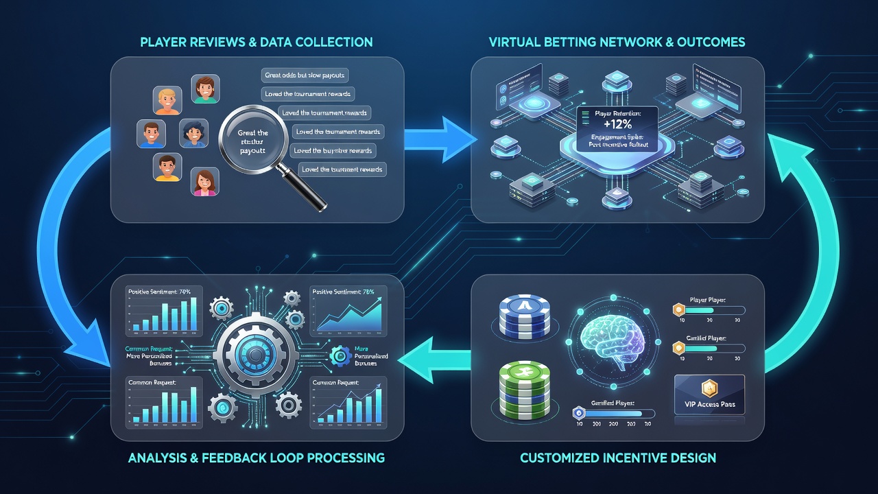 Flowchart illustrating how aggregated player reviews connect to personalized betting incentives