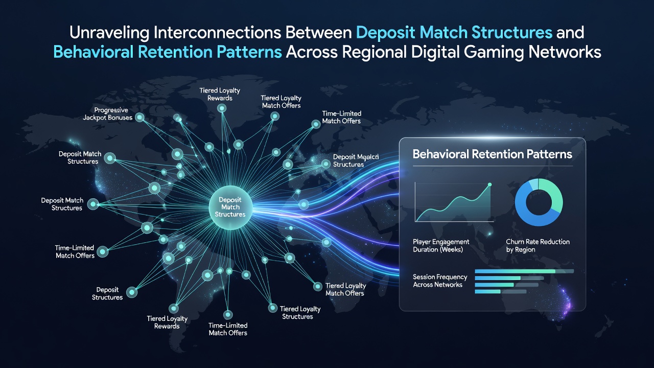 Regional digital gaming networks showing deposit match interfaces and player retention dashboards across multiple platforms